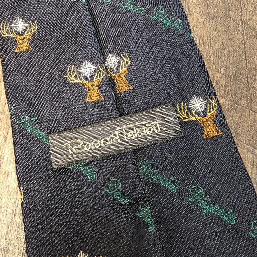 Vintage Robert Talbott Silk Tie Deer Hunting Motif USA Rep Hunting Motif Necktie